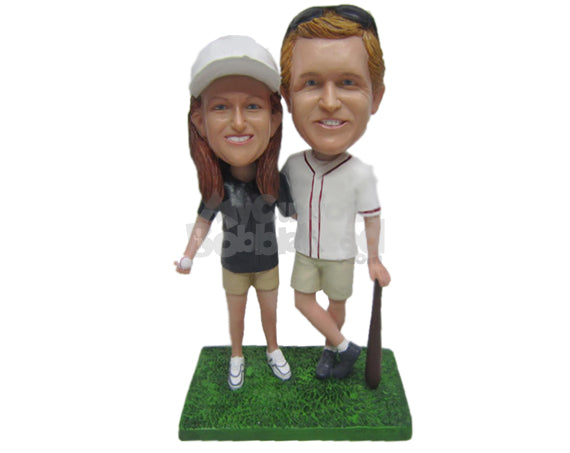 Custom Bobblehead Baseball Loving Couple Wearing Shorts And Jerseys Posing For A Picture - Sports & Hobbies Baseball & Softball Personalized Bobblehead & Cake Topper Custom Bobblehead Baseball Loving Couple Wearing Shorts And Jerseys Posing For A Picture - Sports & Hobbies Baseball & Softball Personalized Bobblehead & Cake Topper